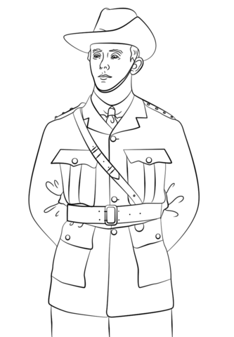 Anzac Soldier Coloring Page